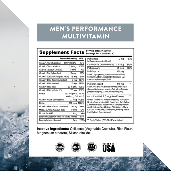 Men's Performance Multivitamin- Supplement Fact Panel