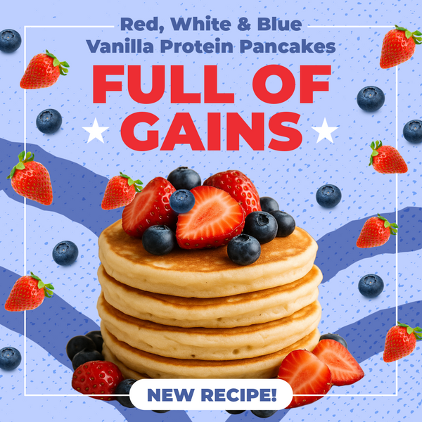 Red, White & Blue Vanilla Protein Pancakes Full of Gains