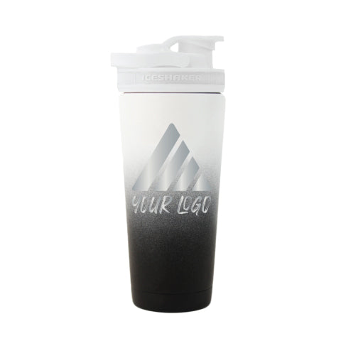 Ice Shaker 26 oz Black White Ombre Shaker Bottle